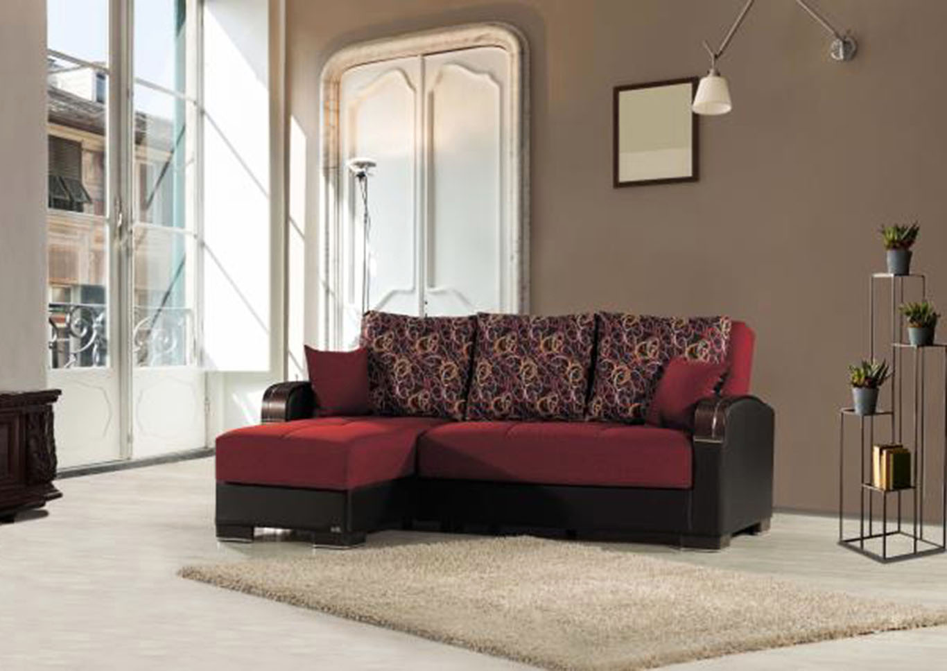 Maxymoda Red Chaise & Ottoman,Ottomanson (Previously Casamode)