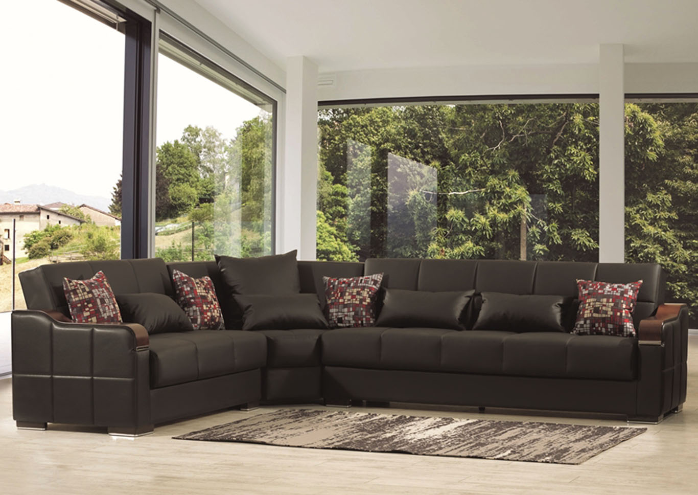 Midtown Black PU Sectional,Ottomanson (Previously Casamode)