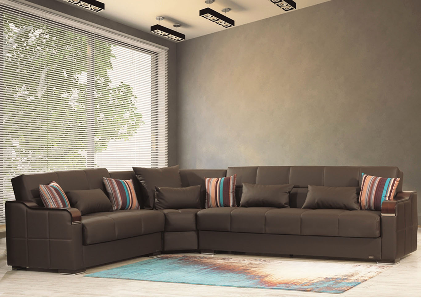 Midtown Brown PU Sectional,Ottomanson (Previously Casamode)