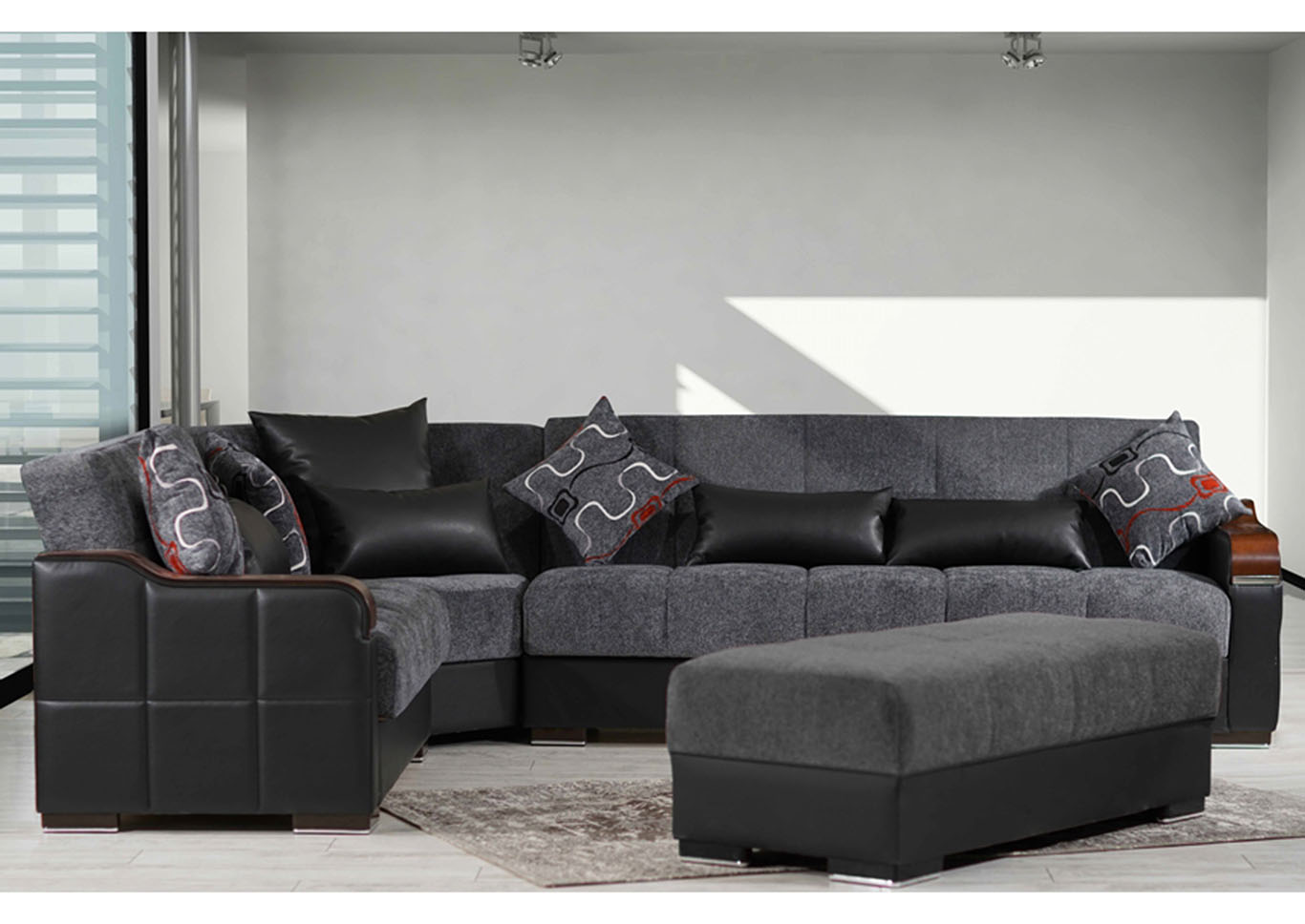Midtown Gray Chenille Sectional,Ottomanson (Previously Casamode)