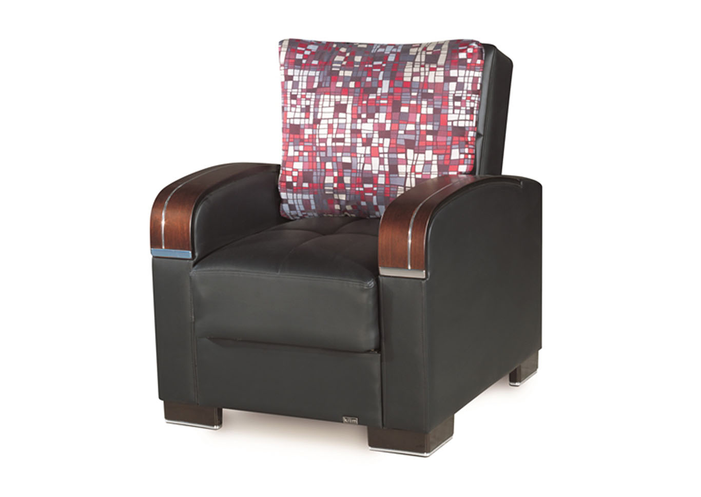 Mobimax Black Leather Arm Chair,Ottomanson (Previously Casamode)