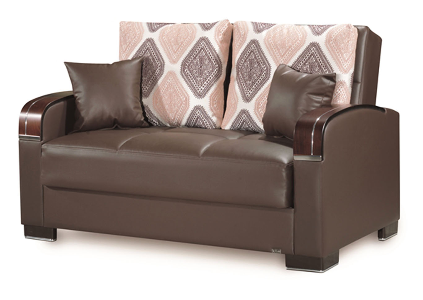 Mobimax Brown Leather Love Seat,Ottomanson (Previously Casamode)