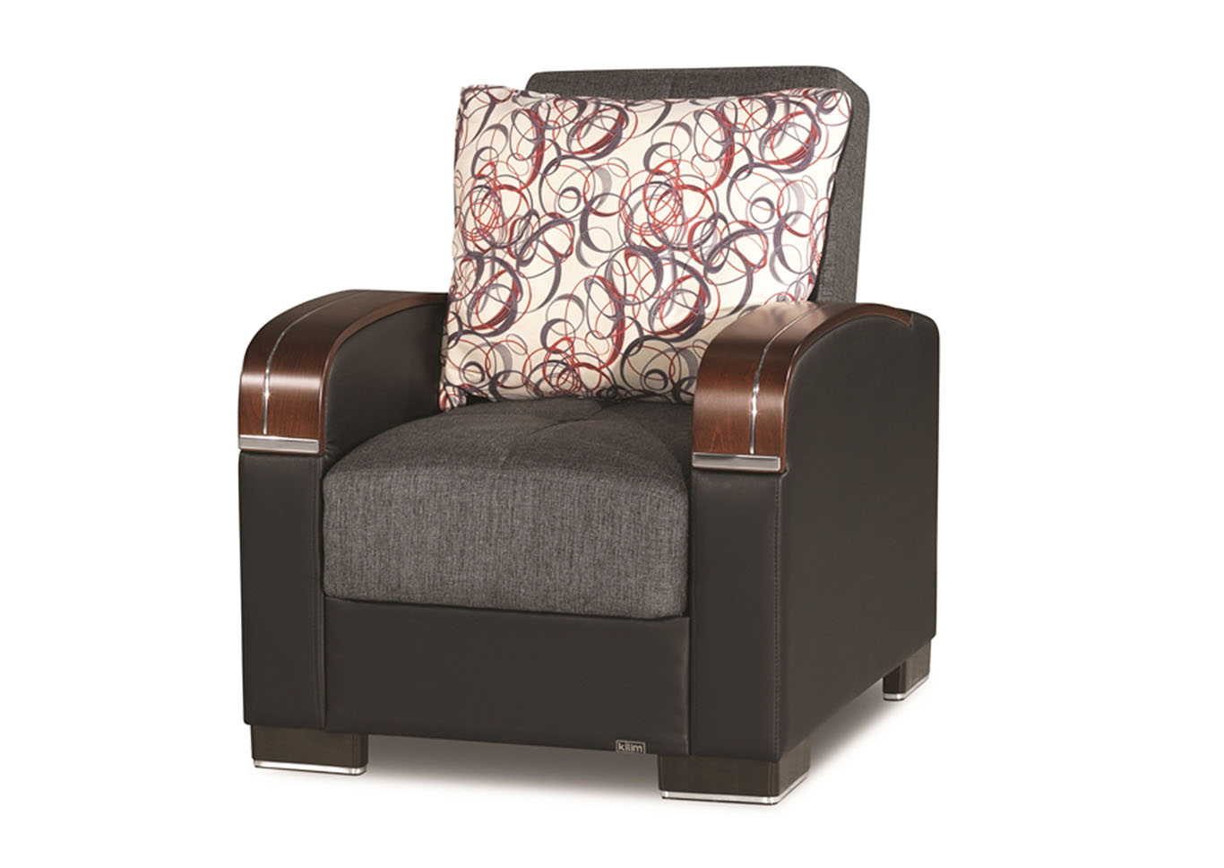 Mobimax Gray Polyester Arm Chair,Ottomanson (Previously Casamode)