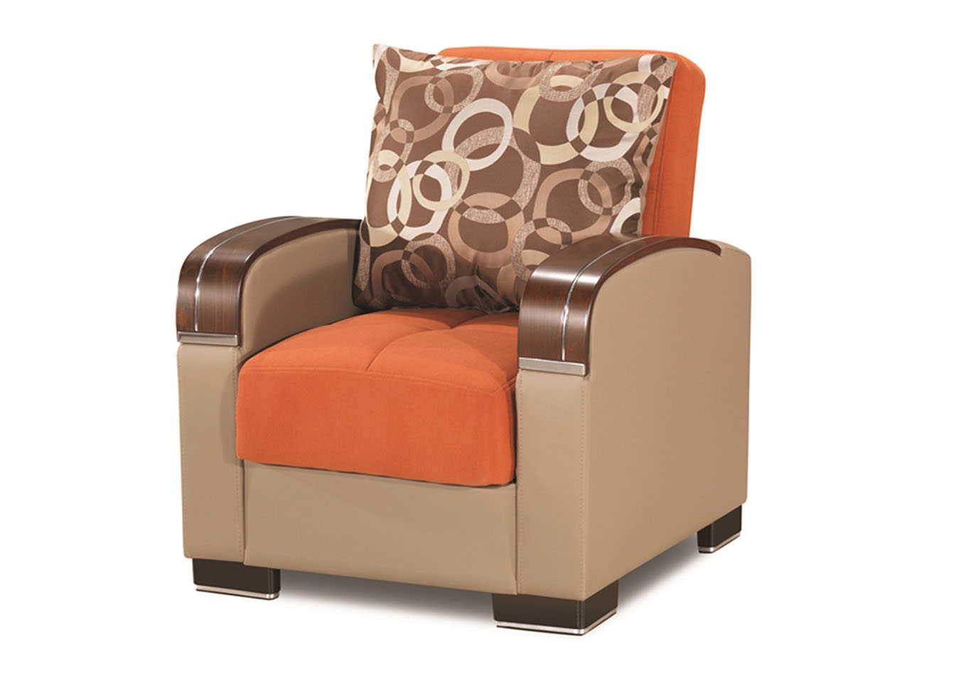 Mobimax Orange Chenille Arm Chair,Ottomanson (Previously Casamode)