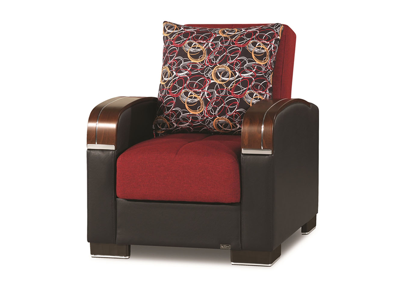 Mobimax Red Polyester Arm Chair,Ottomanson (Previously Casamode)