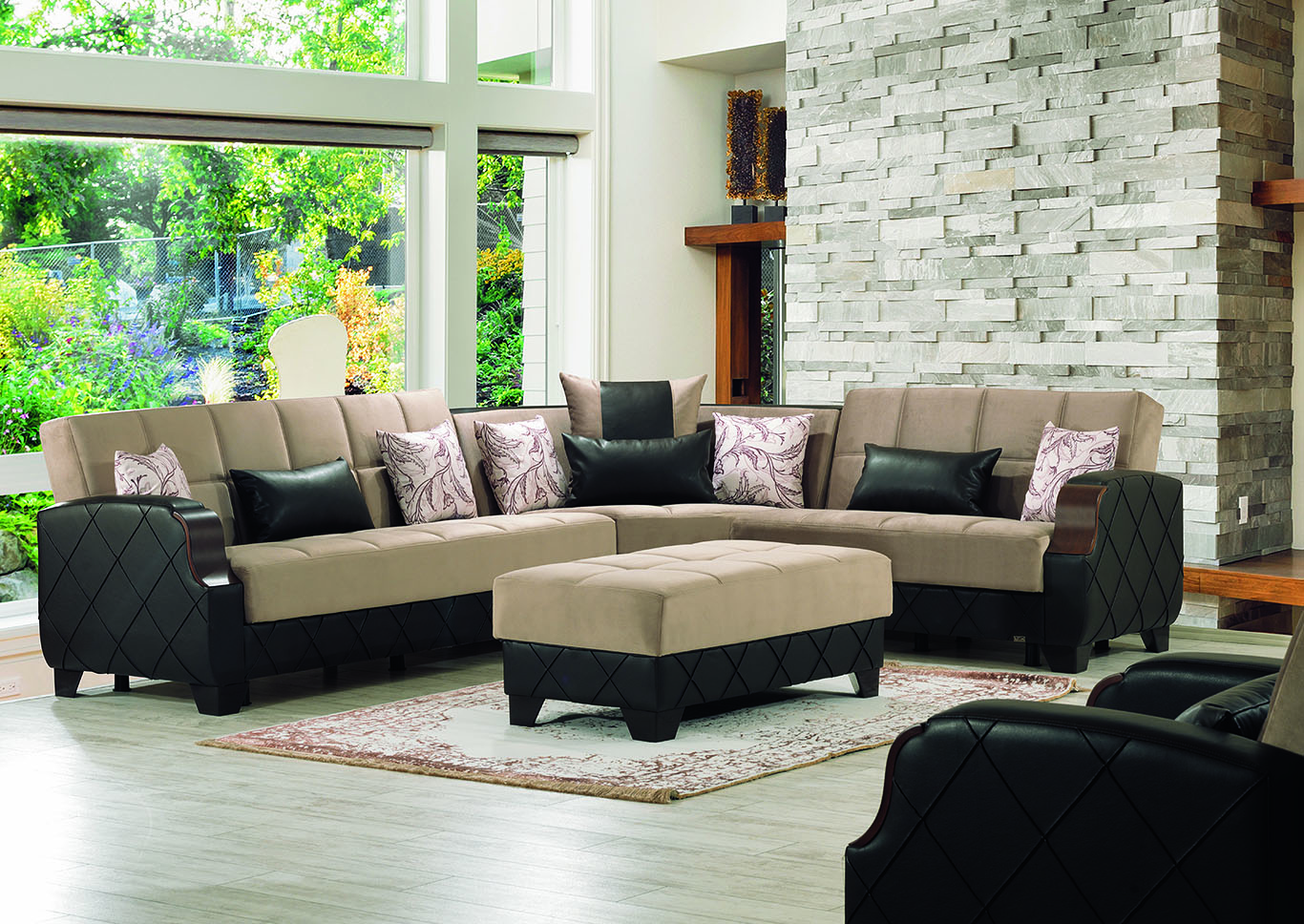 Molina Brown Sectional Set W/ Arm Chair& Ottoman,Ottomanson (Previously Casamode)