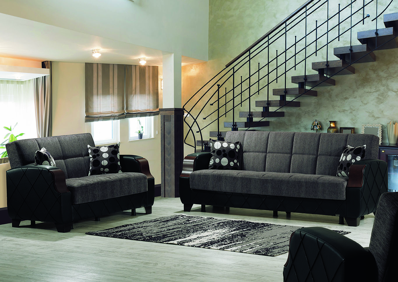 Molina Grey Three-Piece Seating Set,Ottomanson (Previously Casamode)