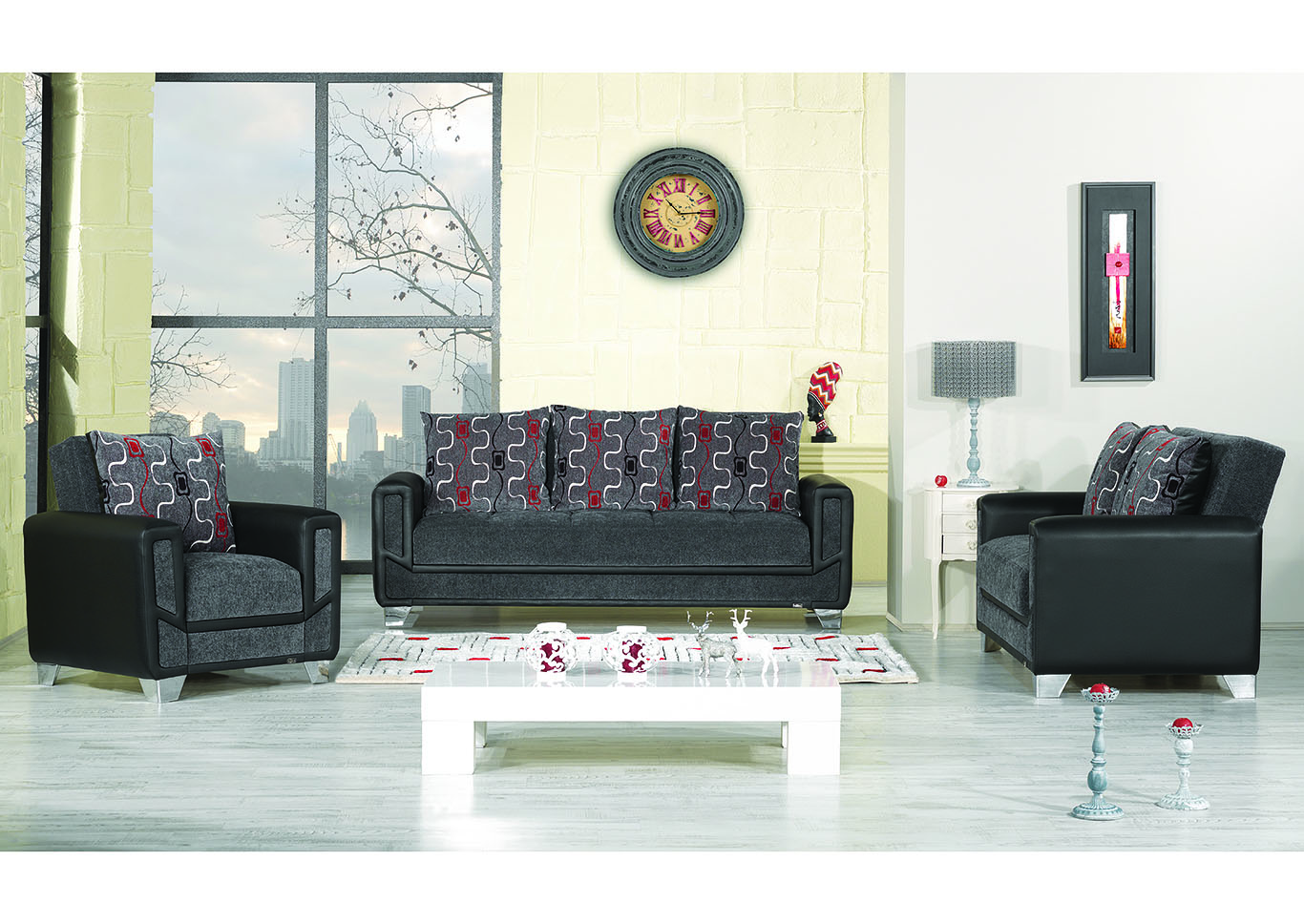 Mondo Modern Grey Three-Piece Seating Set,Ottomanson (Previously Casamode)