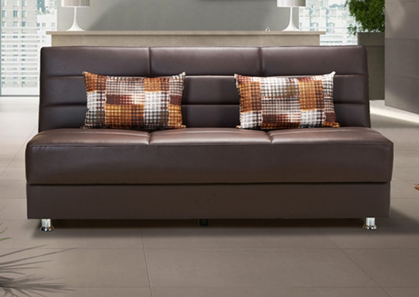 Rainbow Brown PU Sofabed,Ottomanson (Previously Casamode)