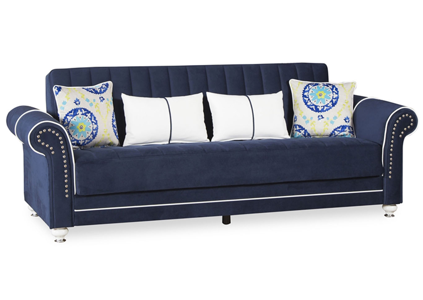 Royal Home Riva Dark Blue Microfiber Sofabed,Ottomanson (Previously Casamode)