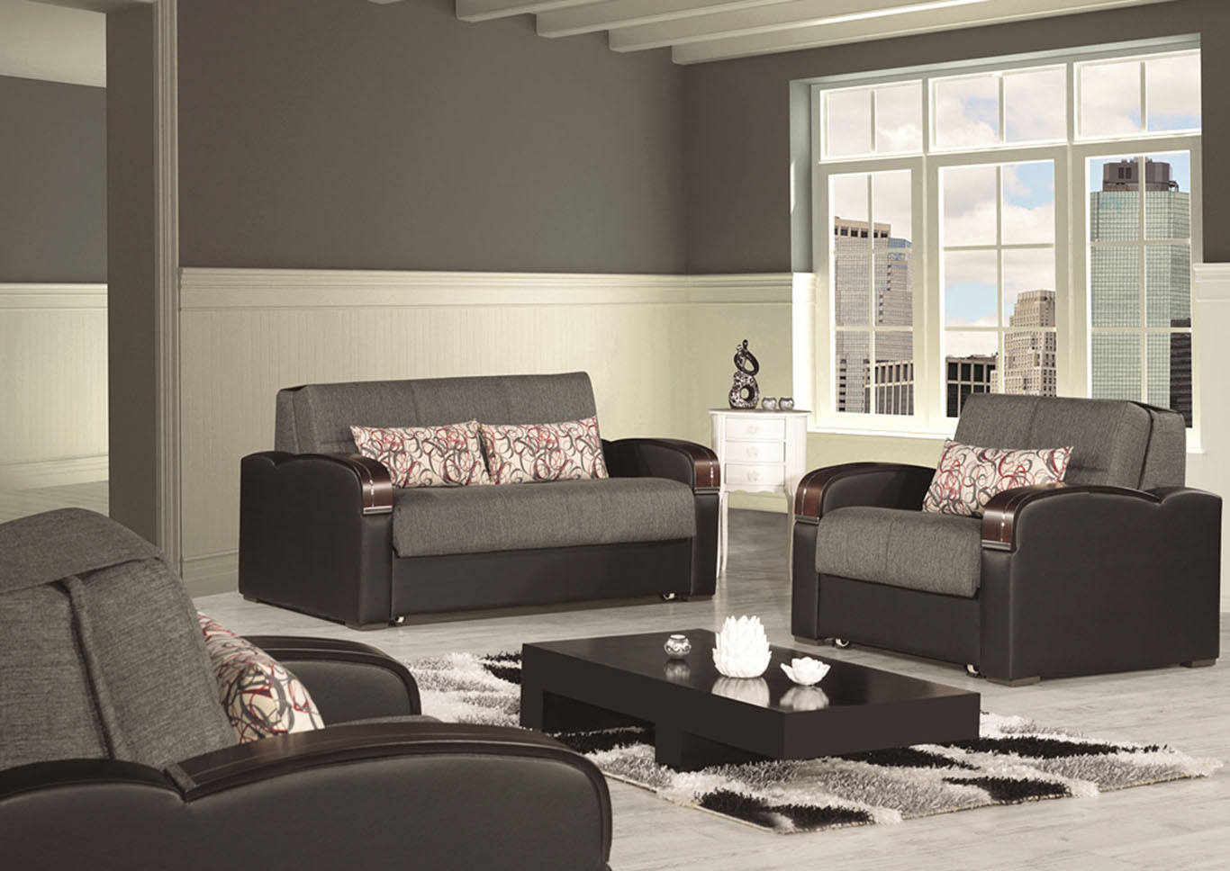 Sleep Plus Gray Polyester Loveseat Sleeper & Armchair Sleeper,Ottomanson (Previously Casamode)