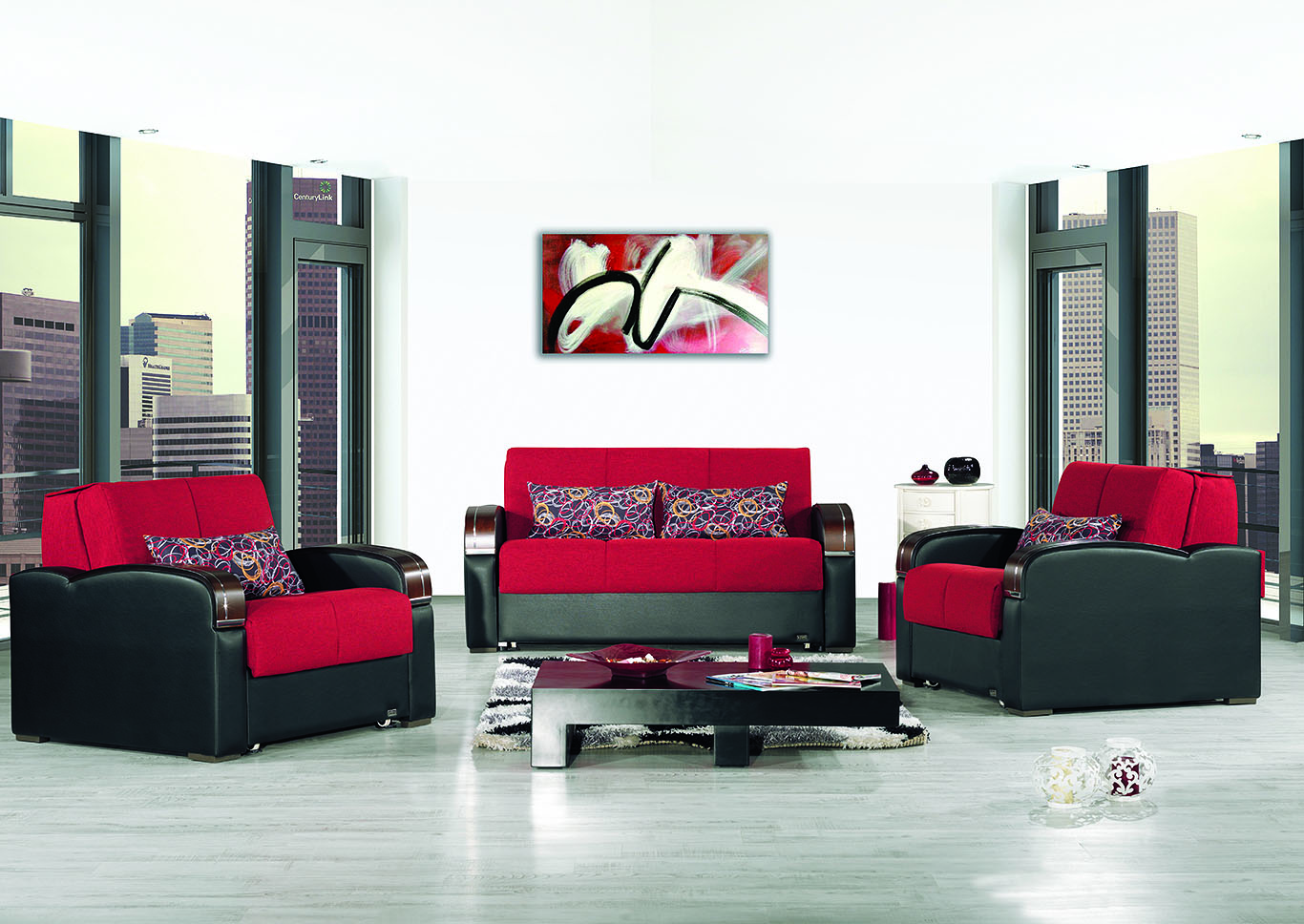 Sleep Plus Red Sleeper Set W/ Loveseat & Armchair,Ottomanson (Previously Casamode)