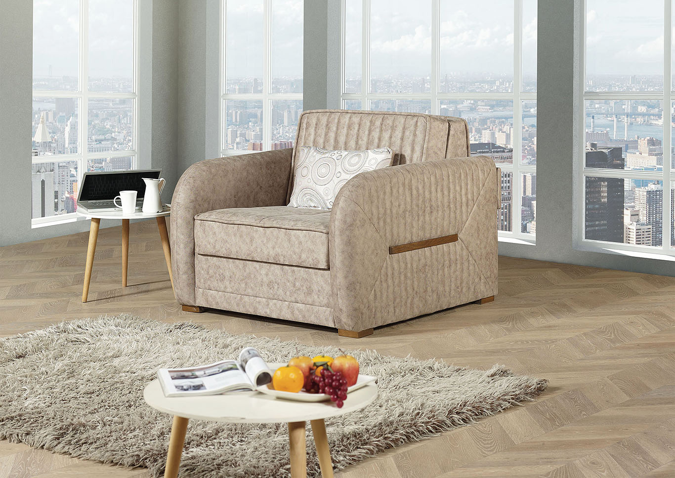 Speedy Beige Arm Chair Sleeper,Ottomanson (Previously Casamode)