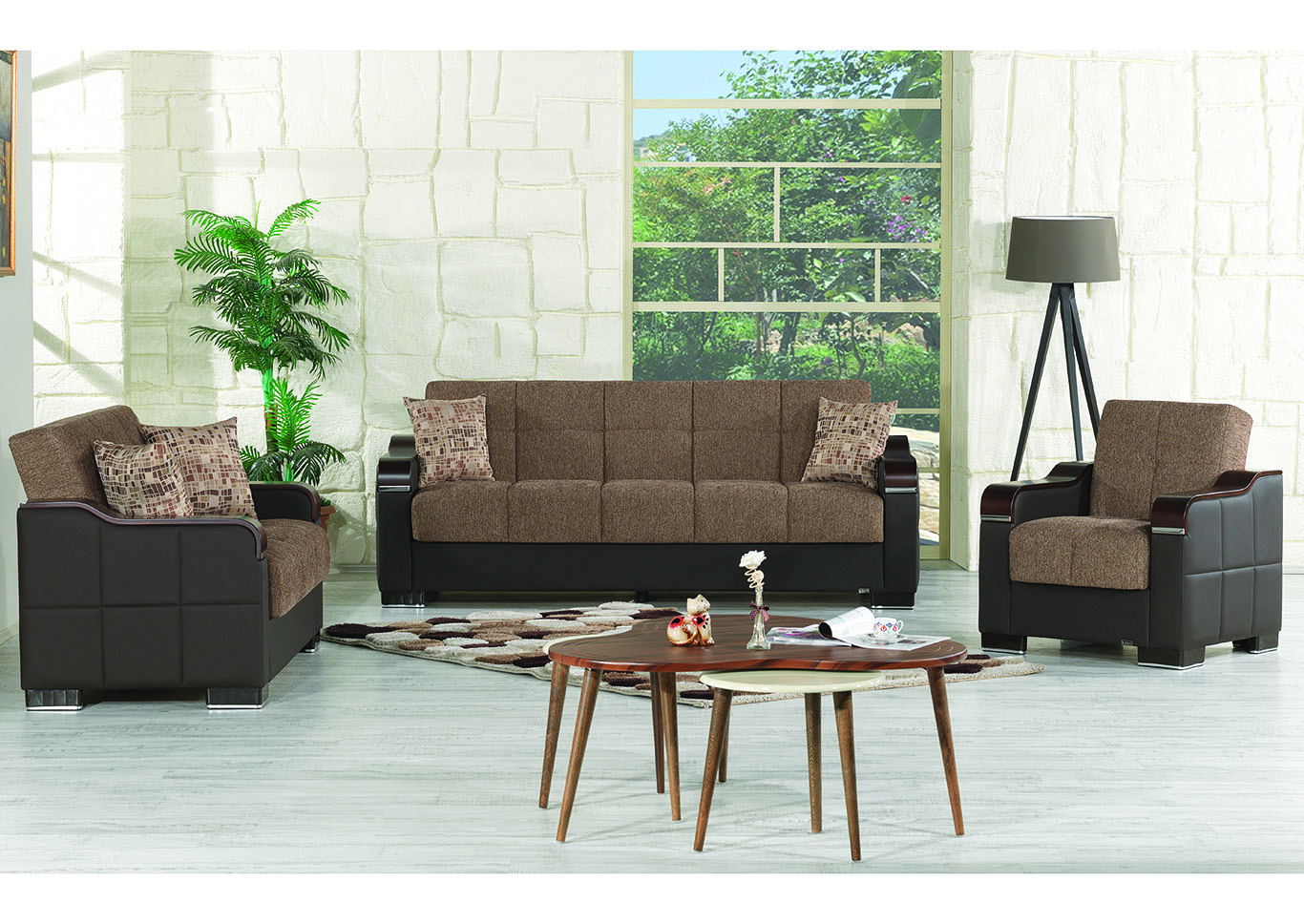Uptown Brown Three-Piece Seating Set,Ottomanson (Previously Casamode)