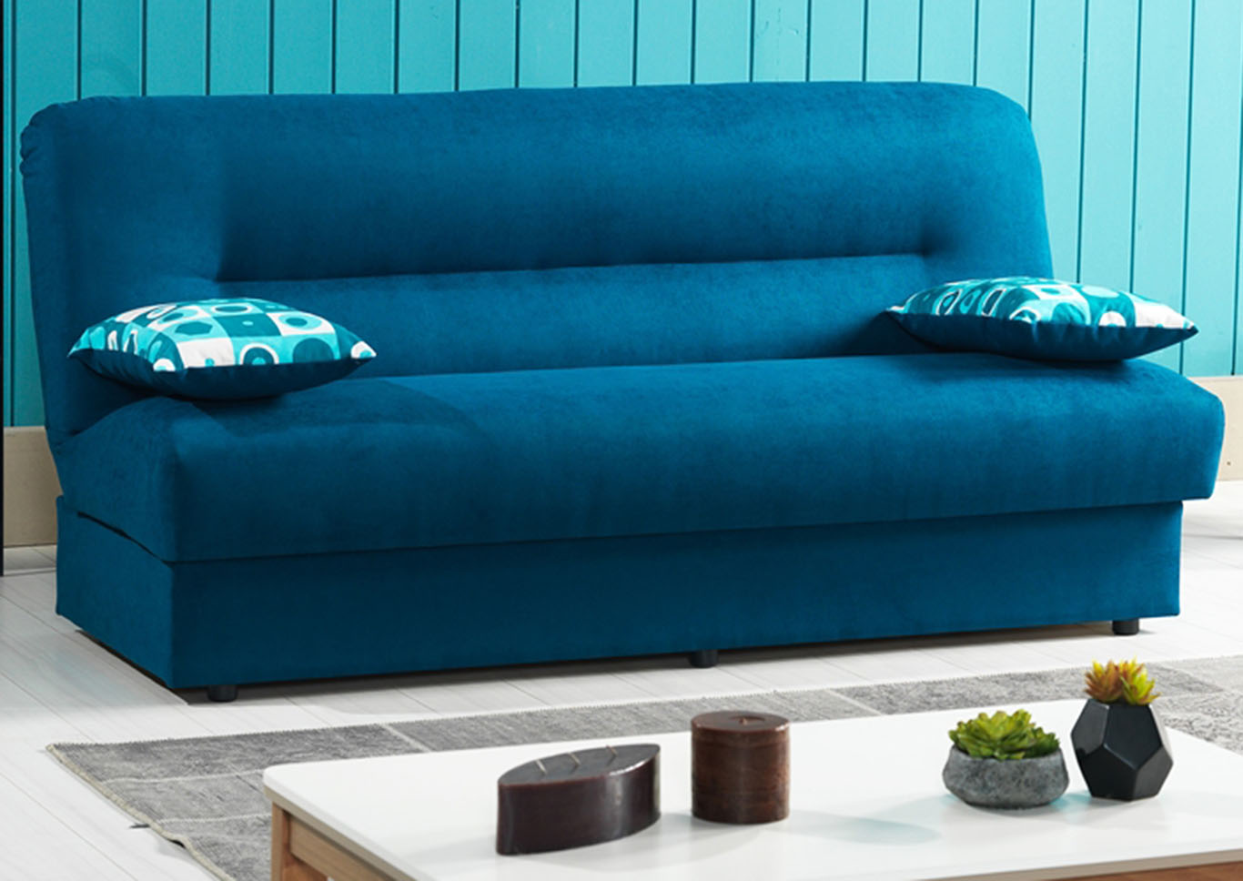 Xena Turquoise Fabric Sofabed,Ottomanson (Previously Casamode)