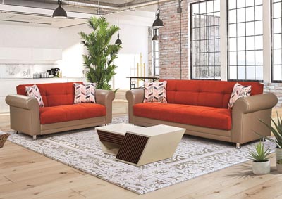 Image for Avalanche Orange Chenille Sofabed & Loveseat