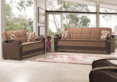 Image for Bristol Brown Chenille Sofabed & Loveseat