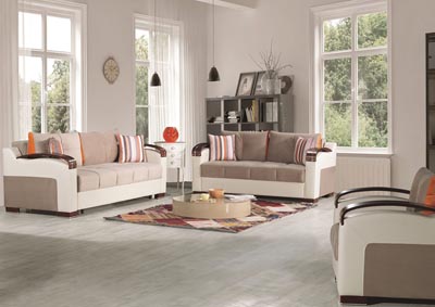 Image for Divan Deluxe Gray Microfiber Sofabed & Loveseat