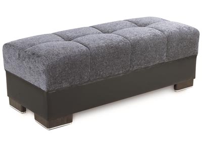 Image for Downtown Gray Fabric Chenille Ottoman