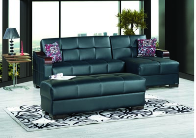 Image for Down Town Black Chaise & Ottoman