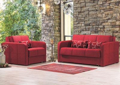 Image for Ferra Fashion Burgundy Chenille Loveseat Sleeper w/Chair Sleeper