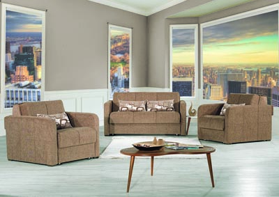 Image for Ferra Fashion Brown Combined Loveseat W/ 2 Arm Chairs