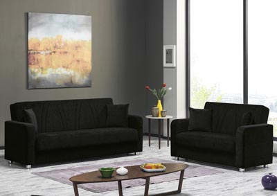 Image for Elegance Black Chenille Sofabed & Loveseat