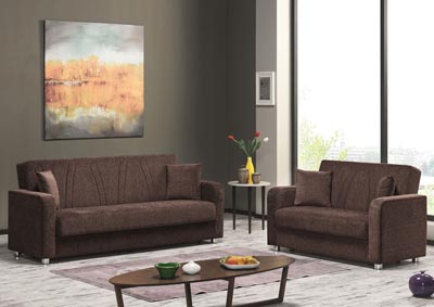 Image for Elegance Dark Brown Chenille Sofabed & Loveseat