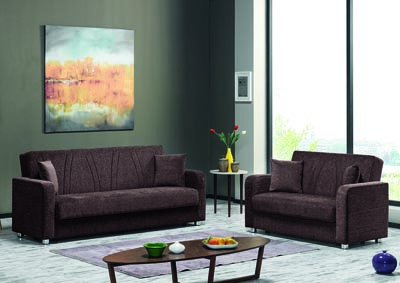 Image for Elegance (Joker) Brown Set of Sofabed & Loveseat