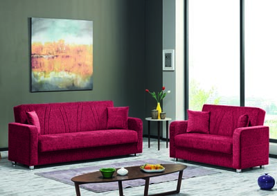 Image for Elegance (Joker) Red Set of Sofabed & Loveseat