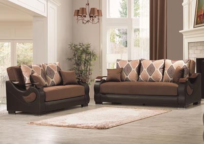 Image for Metroplex Brown Microsuede Sofabed & Loveseat