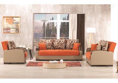 Image for Mobimax Orange Chenille Sofabed, Loveseat & Chair