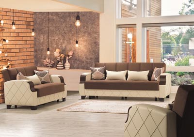 Image for Molina Brown Microsuede Sofabed & Loveseat