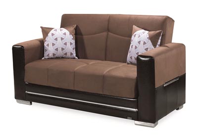 Monaco Brown/Brown Microsuede Love Seat,Ottomanson (Previously Casamode)