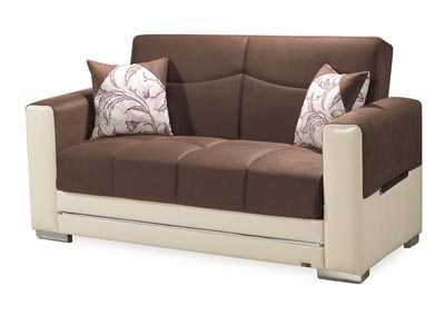 Monaco Brown/Cream Microsuede Love Seat,Ottomanson (Previously Casamode)