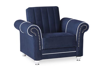 Royal Home Riva Dark Blue Microfiber Arm Chair,Ottomanson (Previously Casamode)