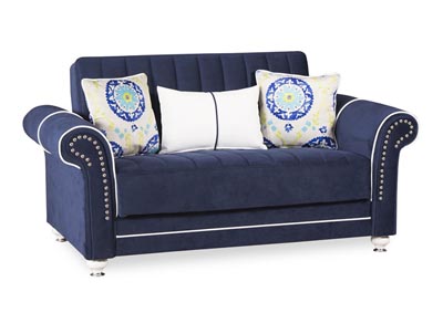 Royal Home Riva Dark Blue Microfiber Love Seat,Ottomanson (Previously Casamode)