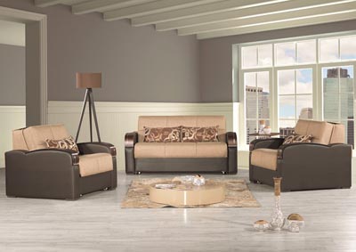 Image for Sleep Plus Brown Polyester Loveseat Sleeper & 2 Armchair Sleepers