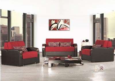 Image for Sleep Plus Red Polyester Loveseat Sleepers & 2 Armchair Sleepers