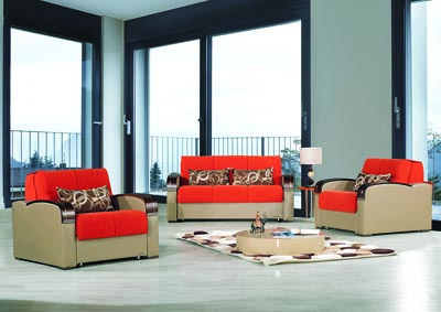 Image for Sleep Plus Orange Sleeper Set W/ Loveseat & Armchair