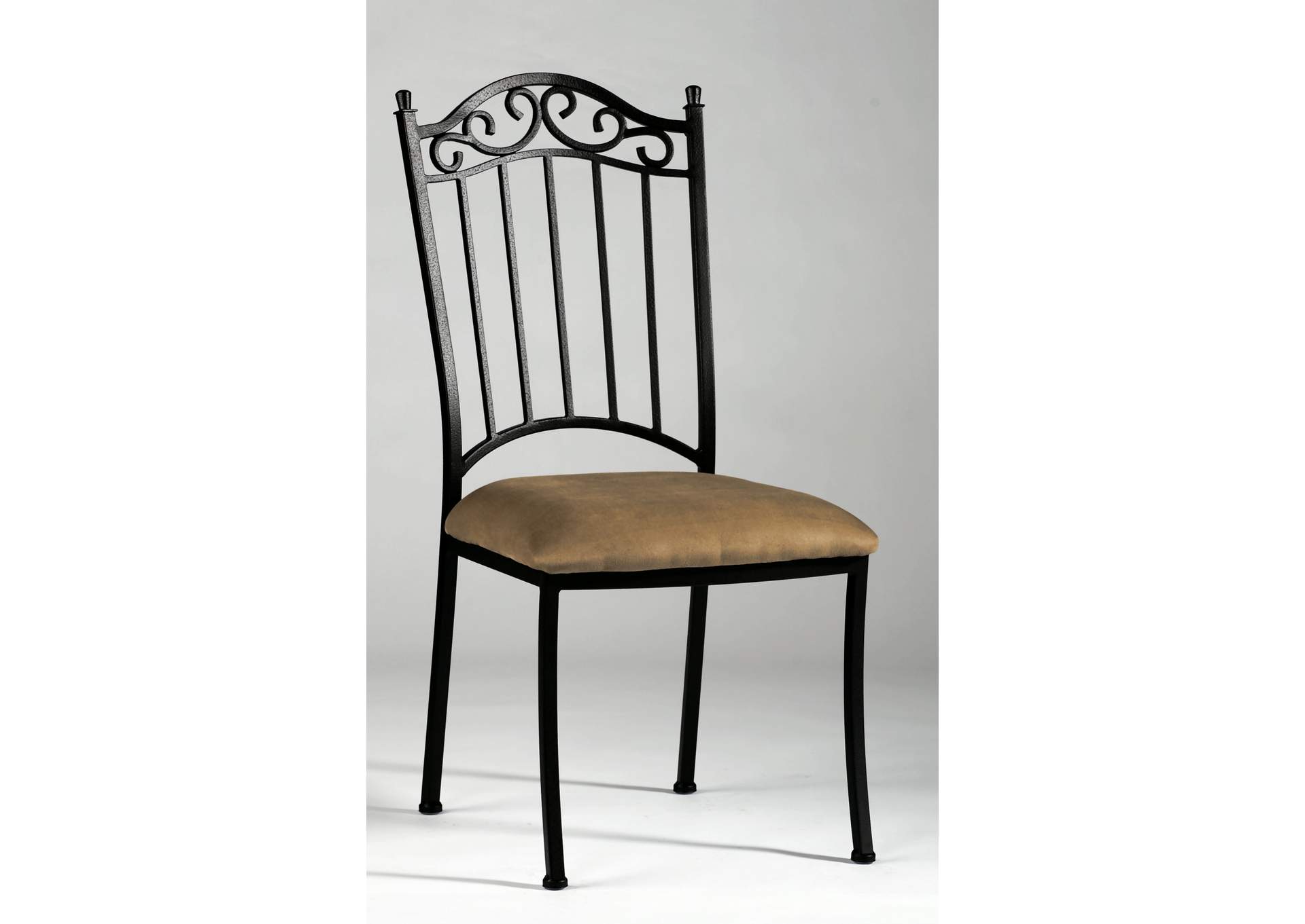 Transitional Style Dining Set with Wrought Iron Glass Table & Chairs,Chintaly Imports