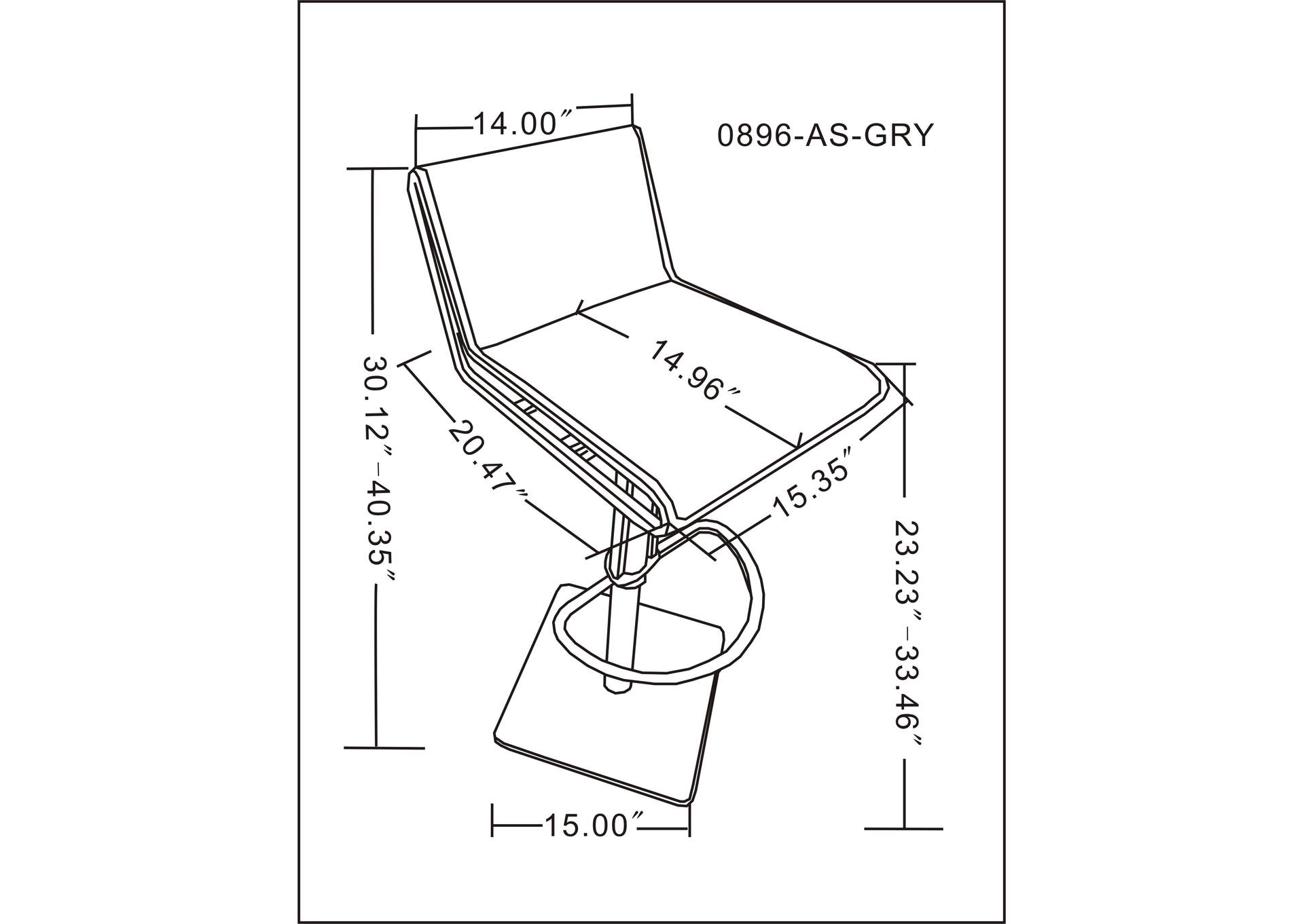 Slanted Backrest Contemporary Pneumatic-Adjustable Stool,Chintaly Imports