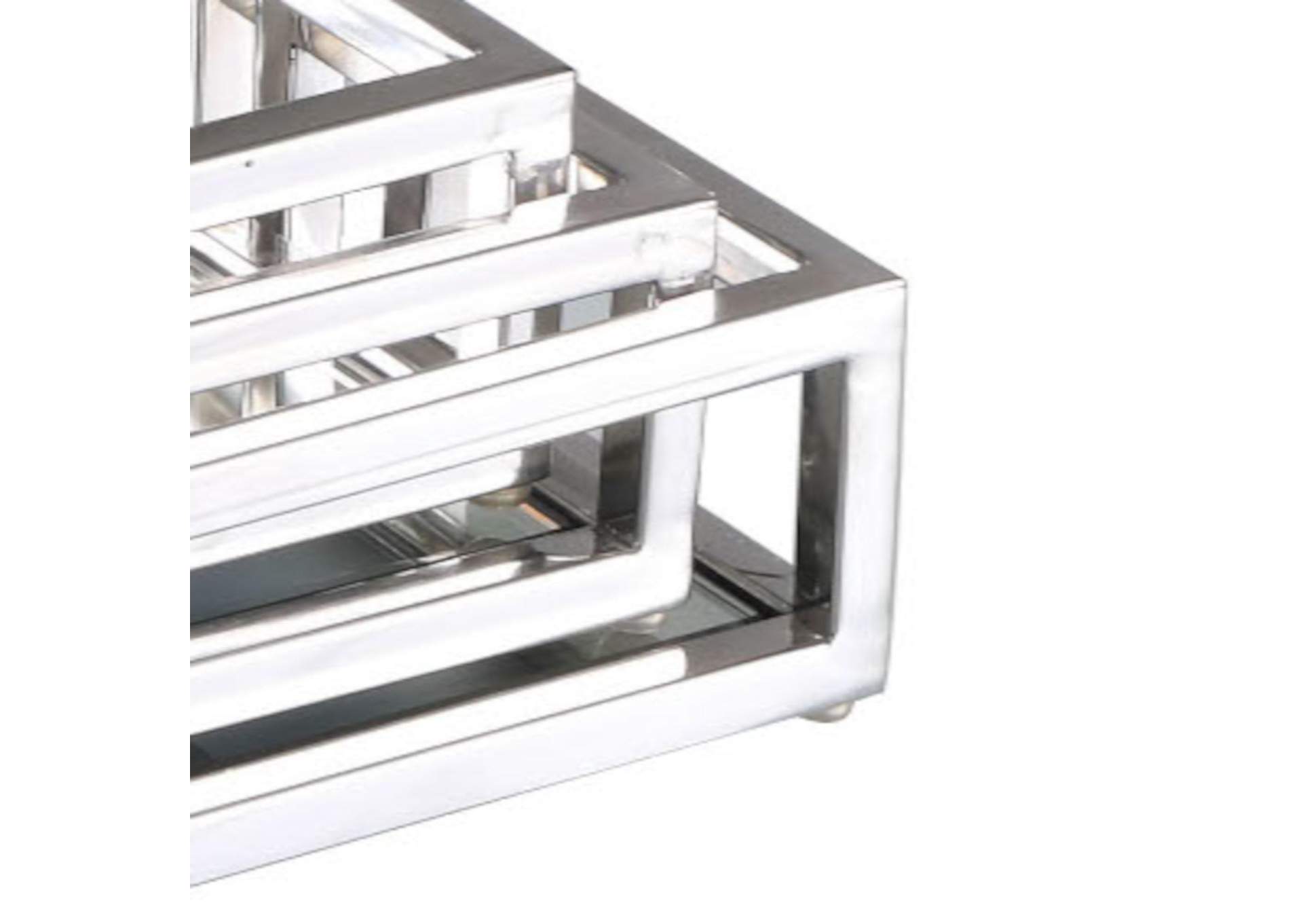 Rectangular Stainless Steel Mirrored Nesting Trays,Chintaly Imports
