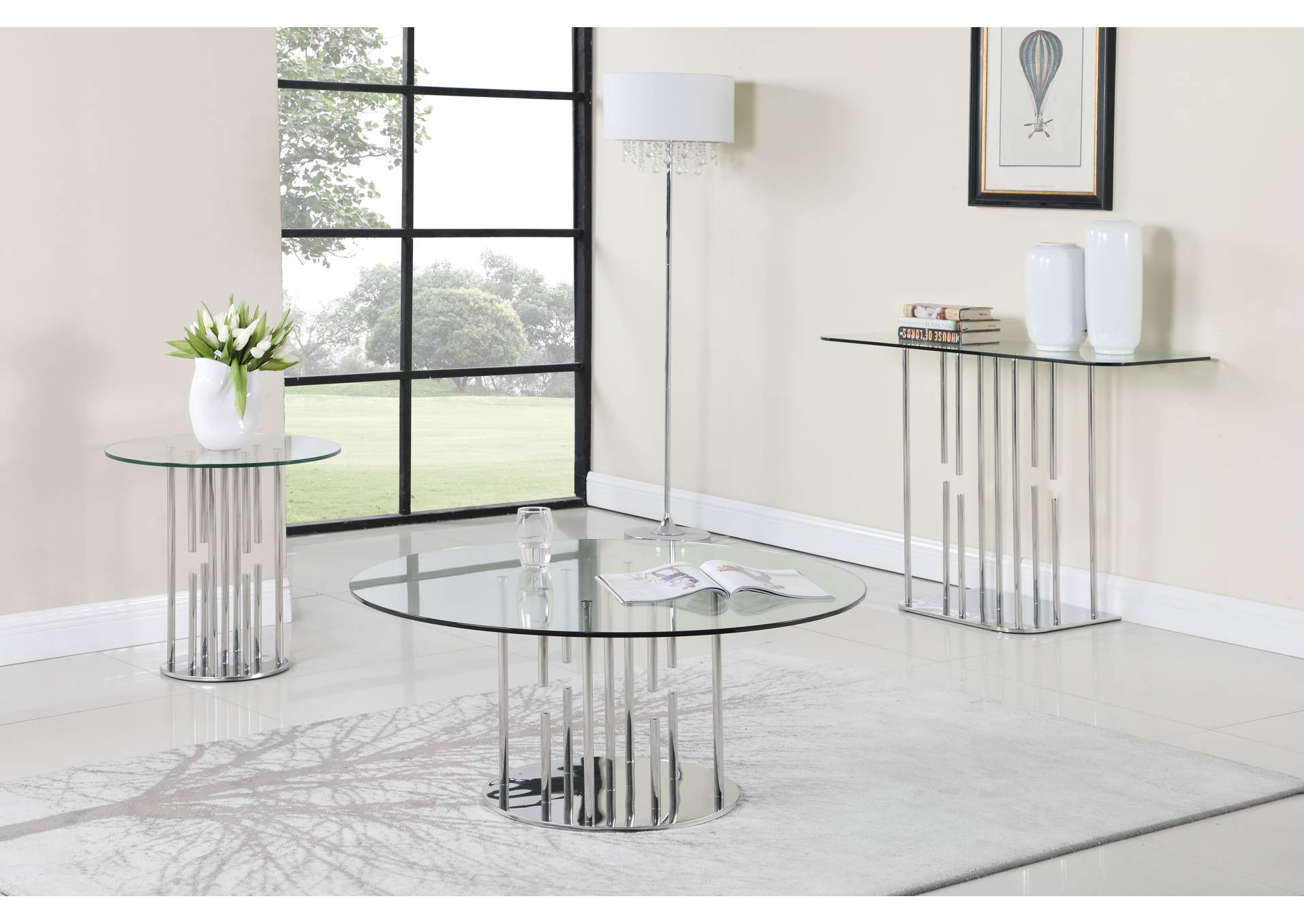 Contemporary Floating Pedestal Cocktail Table,Chintaly Imports