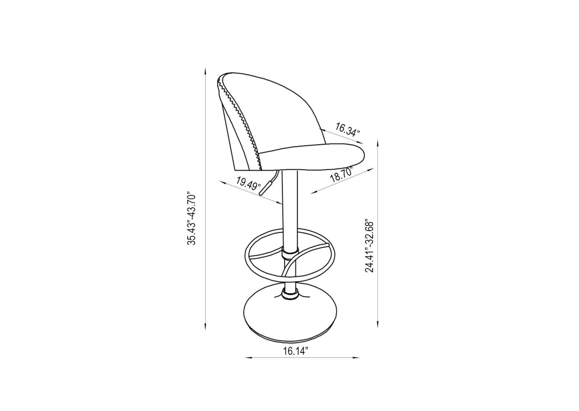 Rounded Back Pneumatic Adjustable-Height Stool,Chintaly Imports
