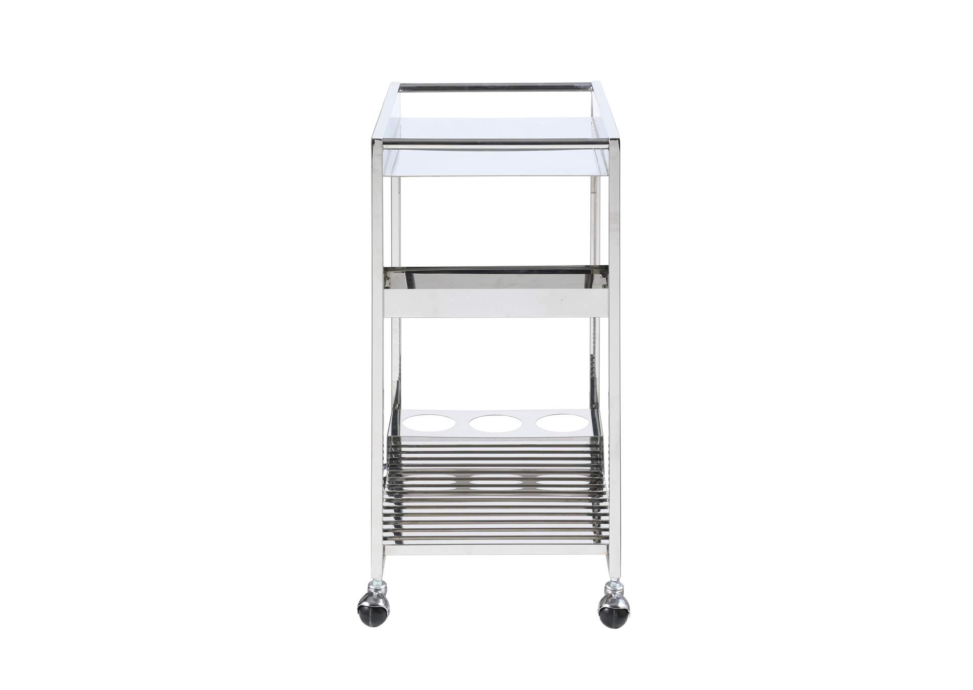 Contemporary Stainless Steel Tea Cart,Chintaly Imports