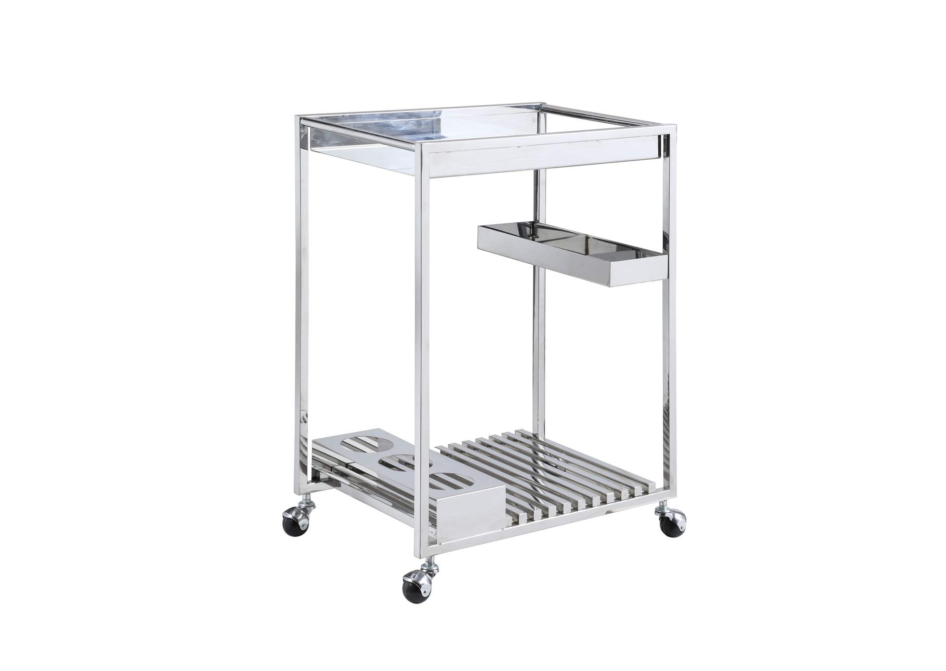 Contemporary Stainless Steel Tea Cart,Chintaly Imports
