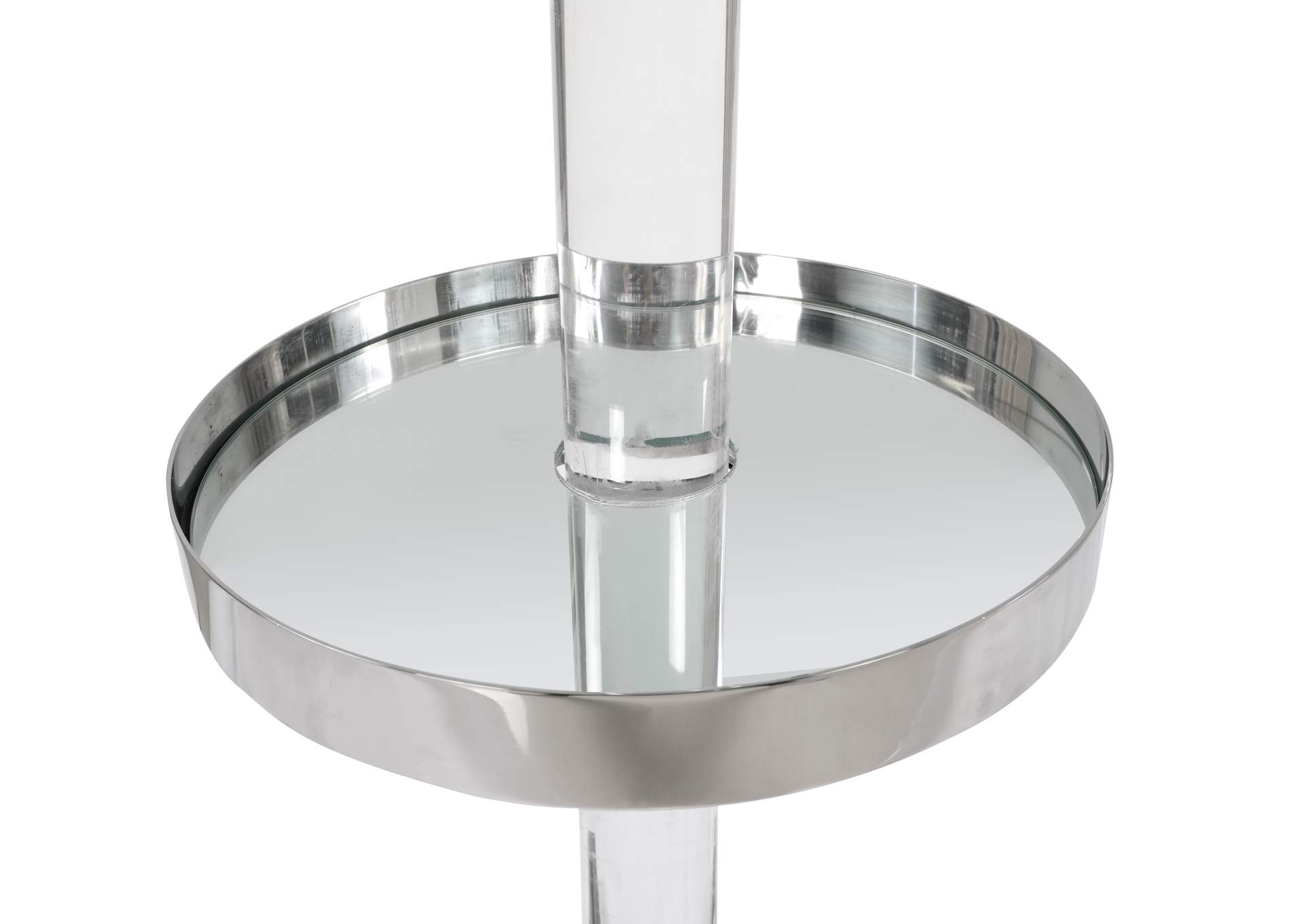 Contemporary Counter Table with Clear Round Glass Top,Chintaly Imports