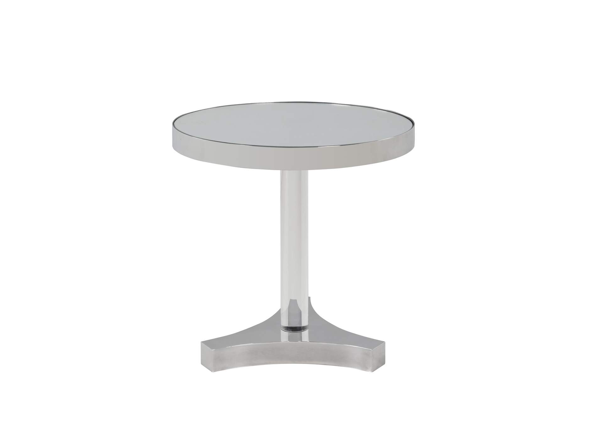 Polished SS Lamp Table w/ Mirror Accent,Chintaly Imports