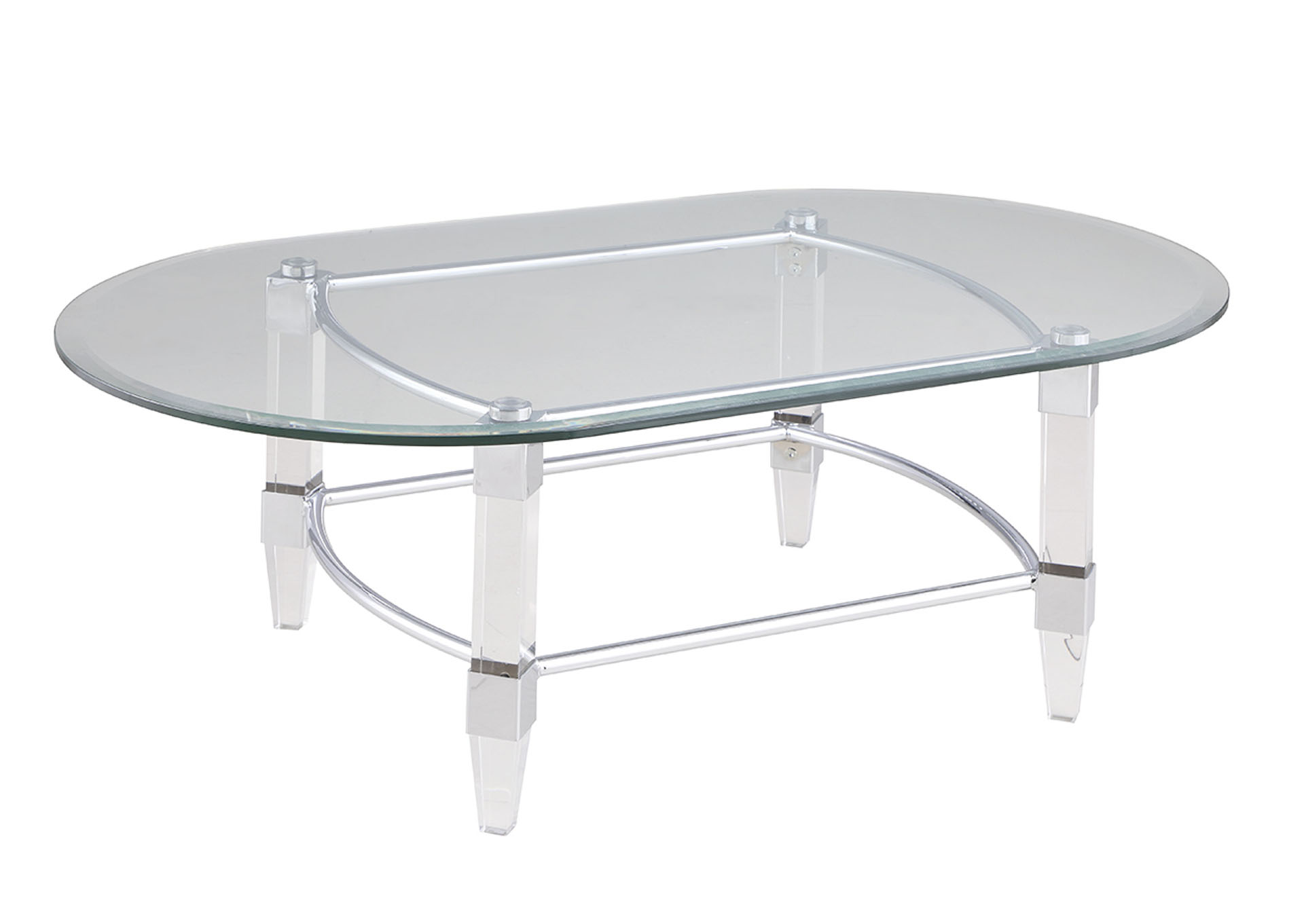 Racetrack Oval 28"x 48" 1/2"-Thick Glass- 1" Bevel,Chintaly Imports